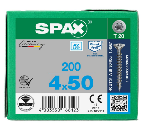Afbeeldingen van SPAX spaanplaatschroef, 4.0 x 50 mm, t20, rvs