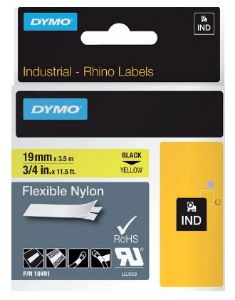 Afbeeldingen van Labeltape Dymo Rhino industrieel nylon 19mm zwart op geel 18491