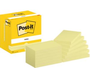 Afbeeldingen van Memoblok Post-it 655 76x127mm geel 12 stuks